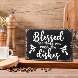 Jetec Wooden Farmhouse Kitchen Decor Black And White Modern Kitchen Wall Decoration Rustic Decorative Funny Tray Art For Shelf Home Cabinets Coffee Counter