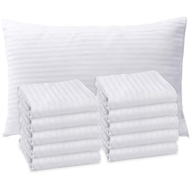 Sirenpho Pack of 10 Pillow Protectors Zippered Covers 50x75cm, Anti Dust Mite Anti-Allergy Hotel Quality Satin Stripe Pillow Case, Pillow not Include