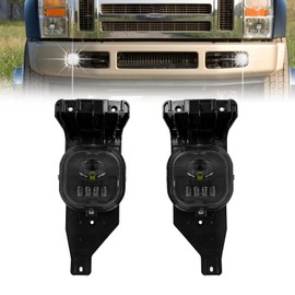 Shocklight LED Fog Lights Assembly For 2005 2006 2007 F250 F350 F450 F550 super duty & 2005 Excursion, A Pair Of Bumper Driving Fog Lamp With Clear Lens- Passenger & Driver Side
