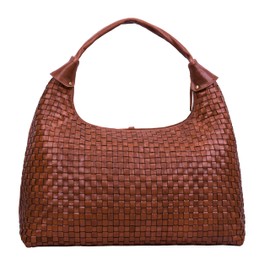 ANTONIO VALERIA Addison Braided Redwood Leather Tote Bag for Women