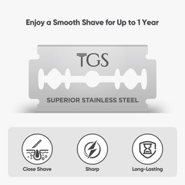 The Grooming Society Double Edge Safety Razor Blades, 50 Count Premium Stainless Steel Razor Blades for Men, Replacement Razor Refills for Women, Smooth and Clean Shave