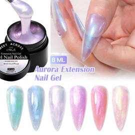 Aurora Extension Nail Gel Set, 6 Colors Builder Nail Gel Building Gel for Nails Long-Lasting Nail Extension Gel for Manicure Art With Nail Brush