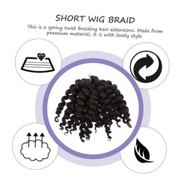 NOLITOY 4pcs Short Wig Braid Fake Curly Hair Crochet Needles for Hair Crochet Hair Extensions Crochet Braids Curly Wig Crochet Braiding Hair High Temperature Chemical Fiber Yaka Silk Black