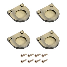 sourcing map 4Pcs Flush Pull Handle, 1.38 Inch Hidden Recessed Furniture Grip Cabinets Door Pull Ring Handles with Screws for Drawers Cupboard Dresser, Bronze