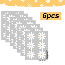 6 Sheets Daisy Wall Decals, Daisy Wall Stickers Cute Daisy Wall Decals Peel and Stick Floral Wall Stickers Decals for Wall Decor Nursery Bedroom Room Home