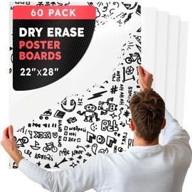 Hygloss Large Dry Erase Poster Board Paper 22x28 Inch (60 Count) Single-Sided Wall White Board Dry Erase Sheets - 14 Pt. Thick Paper for Home, School, Classroom, Office, Kids Art, Menus Signs, Lists