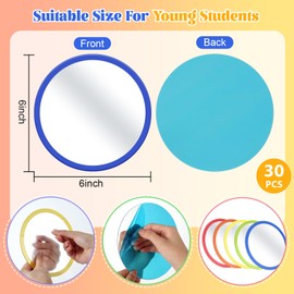Dandat 30 Pcs Small Mirrors for Kids Toddler 6 x 6 Inches Round Plastic Safe Shatter Proof Mirrors for Classroom Preschool Bath Facial Expression Practice (Multicolor)