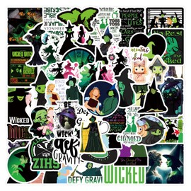 TUMAJI 55 Pcs Wicked Stickers Pack, Aesthetic Vinyl Waterproof Stickers Decal for Water Bottle, Laptop, Phone, Skateboard, Scrapbooking, Bumper Choice for Teens Adults Fans for Party Supply