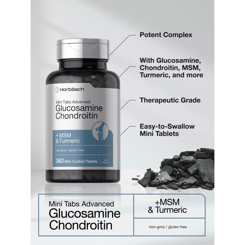 Horbäach Glucosamine Chondroitin MSM Plus Turmeric | 360 Tablets |