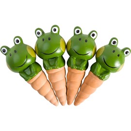 Kaxich Terracotta Plant Self Watering Spikes, 4 Pack Plant Watering Globes Frogs Styles Decorative Self Plant Watering Stakes Vacation Plant Watering Bulbs for Indoor Outdoor Plants