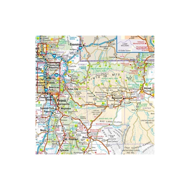 Globe Turner Utah State Wall Map - 14.75" x 17.75"