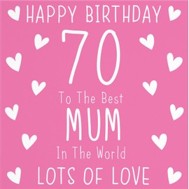 Hunts England - Mum 70th Birthday Card - Happy Birthday - 70 - To The Best Mum In The World - Lots Of Love - Iconic Collection