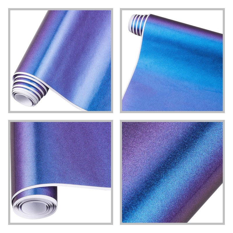 AuMoHall Purple Blue Chameleon Glossy Car Vinyl Wrap Sticker Sparking