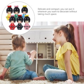 TOYANDONA 6pcs Japanese Kimono Doll, 4cm Wooden Geishas Figurine Statue Asian Folk Figurines Girl Kimono for Office Home Party Table Decoration Random