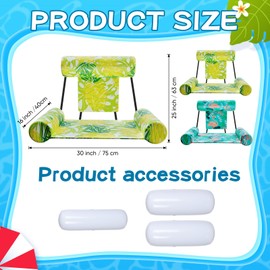 Blueweenly 2 Packs Pool Floats Chairs Adult Inflatable Pool Lounge with Headrest Blow up Floating Mat Hammock Adjustable Floating Water Chairs for Summer Beach Water Lake Fun Party(Vibrant)