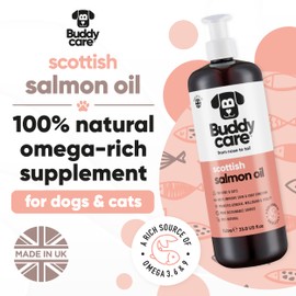 Buddycare Buddycare Scottish Salmon Oil for Dogs and Cats (1L) 100% Natural & Sustainable Supplement | Rich in Omega 3, 6 & 9 for Boosting the Health & Vitality of your Pet's Skin, Coat & Immune System