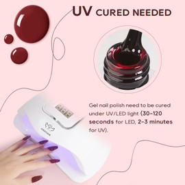 Aieenjor UV Nagellack Milky Jelly Milchig Burgunderrot 15ml - Gel Nagellack UV Transparentes Weinrot Transparent Natur UV LED Soak off Manicure Gel Lacquer Varnish