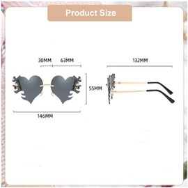 JJiaoLinin 2 Pairs Heart Sunglasses，Flame Glasses, flame sunglasses, Hippie Heart Shaped Sunglasses Party Glasses for Adults and Kids, pink and black