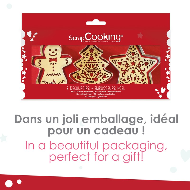ScrapCooking - Set of 3 Cookie Cutters + Christmas Wooden