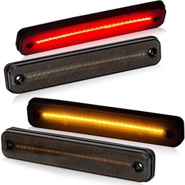 HECASA Full LED Side Marker Light Kit Compatible with 2003-2009 HUMMER H2 Side Marker Lamp Smoked Lens Amber and Red LED Front & Rear Fender Lamp (4PCS) Replacement for 25952319