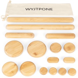 WYJTPONE Bamboo Massage Stone Sets for Body Shaping,Bamboo Massage Sticks Sets for Back,Bamboo Guasha Massage Sticks for Relax Muscles