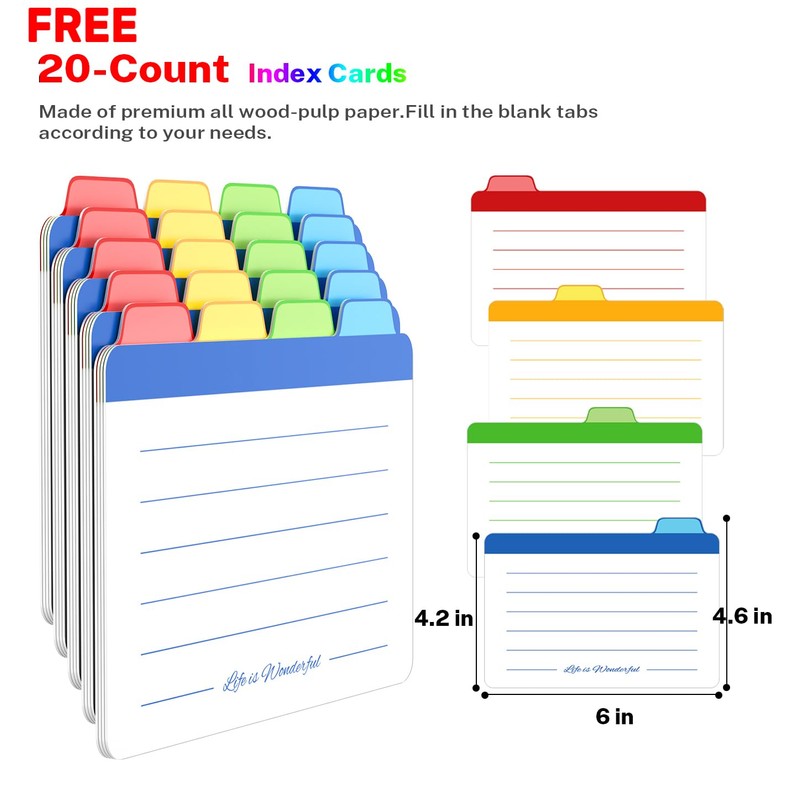 Neando 4’’x6’’ Index Card Holder, Acacia Index Card Box, Index
