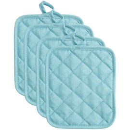American Linen Pot Holders, Hot Pads, Table Pads for Kitchen and Dining Table, Non Slip Heat Resistant Hot Pot Holder (Aqua, 4 Pack)