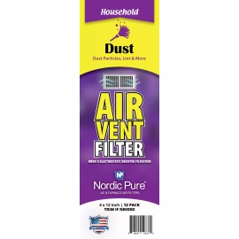 Nordic Pure Dust Reducing Air Vent Filters 4x12 (Register Vent Filters) 1 Pack of 12