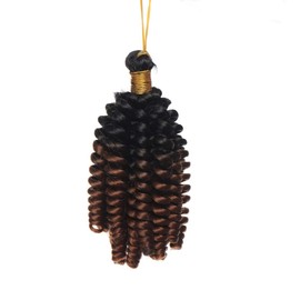 Curly Jamaican Bounce Jumpy Wand Crochet Hair Braid 6 Inch Ombre Black to Light Brown Spring Curl Braiding Hairpiece Synthetic Twist Hair 3 Bundles/Pack 2 Tones