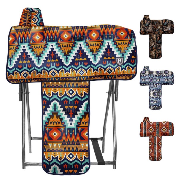 Harrison Howard Sturdy Waterproof Western Saddle Cover with Stylish Prints That Stand Out Keep Your Saddle in Pristine Condition Perfect for Showing or Riding Events-Tribal Vibe