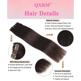 Clip in Hair Extensions Real Human Hair Straight Real Remy Human Hair 8pcs 100g Double Weft Remy Real Human Hair Clip in Extensions (#2 Dark Brown, 14 Inch)