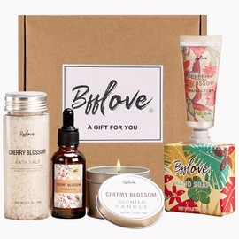 BFFLOVE - Juego de regalo para mujer, 5 piezas, regalos de spa de flor de cerezo para mujeres, cumpleaños, aniversario, regalos del día de la madre pa