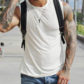 Ursteel Cross Necklace for Men, Gold Plated Cross Chain Stainless Steel Black Mens Cross Necklace 30 Inch Necklace for Men Gifts