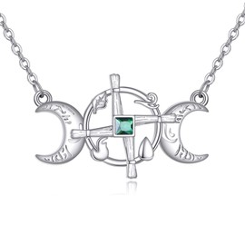 YFN St Bridgets Cross Necklace Sterling Silver Triple Moon Goddess Saint Brigid Cross Pendant Necklace Irish Jewelry for Women Irish Gifts