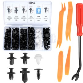 118 Pcs Car Body Trim Clips, Car Retainer Clips, Universal Auto Car Trim Clips, Plastic Nylon Rivet Trim Clips for Car Door Bumper Retainer Clips Fasteners Remover, with Panel Removal Pry Tool