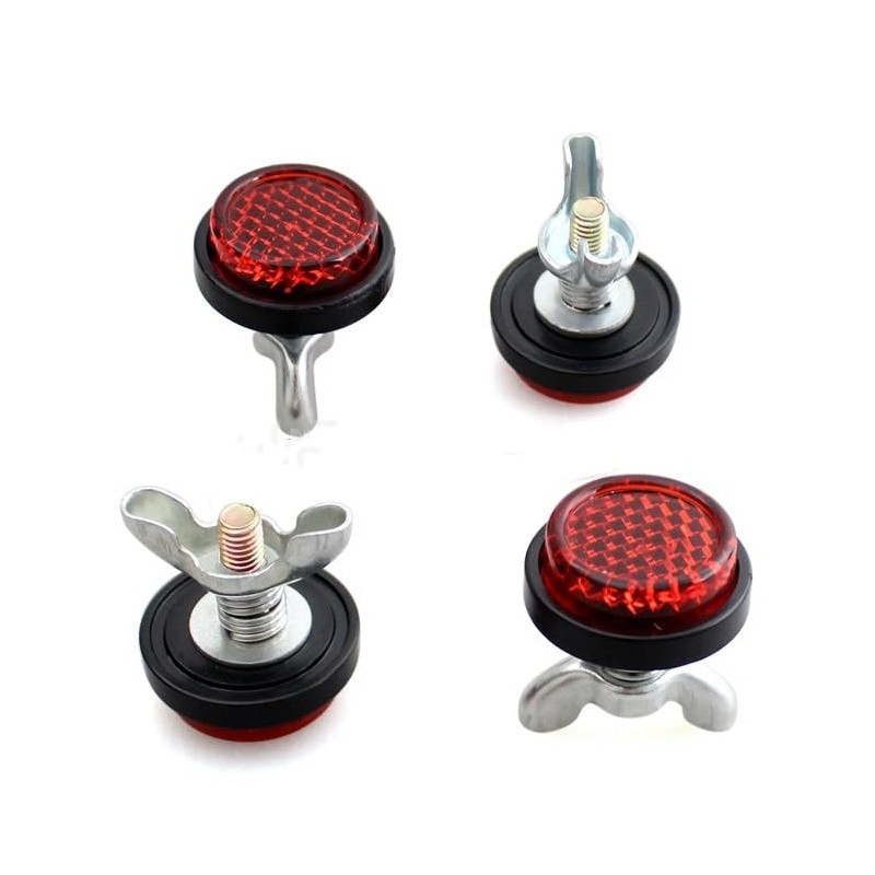 Red Reflector Motorcycle License Plate Screws - Set of 4