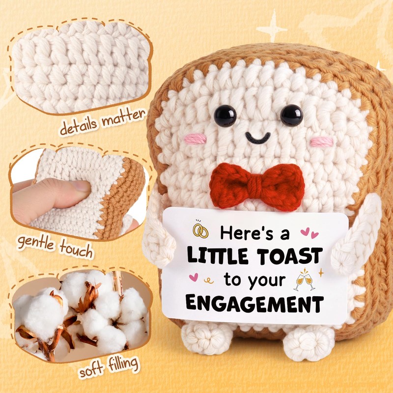 Engagement Gifts for Couple, Crochet Toast with Funny Engagement Card