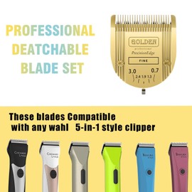Adjustable Dog Grooming Clipper 5-in-1 Blade Compatible with WAHL Professional Animal Clipper Arco, Bravura, Chromado, Creativa, Figura, and Motion Pet, Dog, and Horse (gold/1pc)