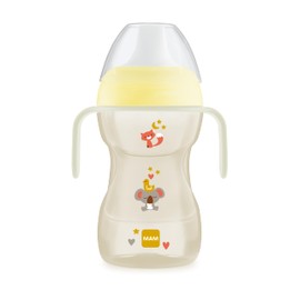 MAM Learning Cup 8 Months + 270ml - Transition to Normal Cup - Hard Spout with Removable Spout Valve - Glow in the Dark Handles - Neutral - 1 Piece