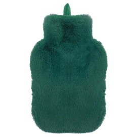 Olivia Rocco Hot Water Bottle with Luxury Super Soft Faux Fur Cover Large 2 Litre Thermotherapy Comfortable Feeling Warmer Winter Gift, Green