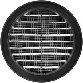 ECOPRO VENT Black 4" Inch Round Ventilation Grille with Insect mesh. (Duct 4Ø / Grille 5Ø) Ventilation Applications. Indoor and Outdoor Vent Cover. Available 3 Sizes / 4 Colors.