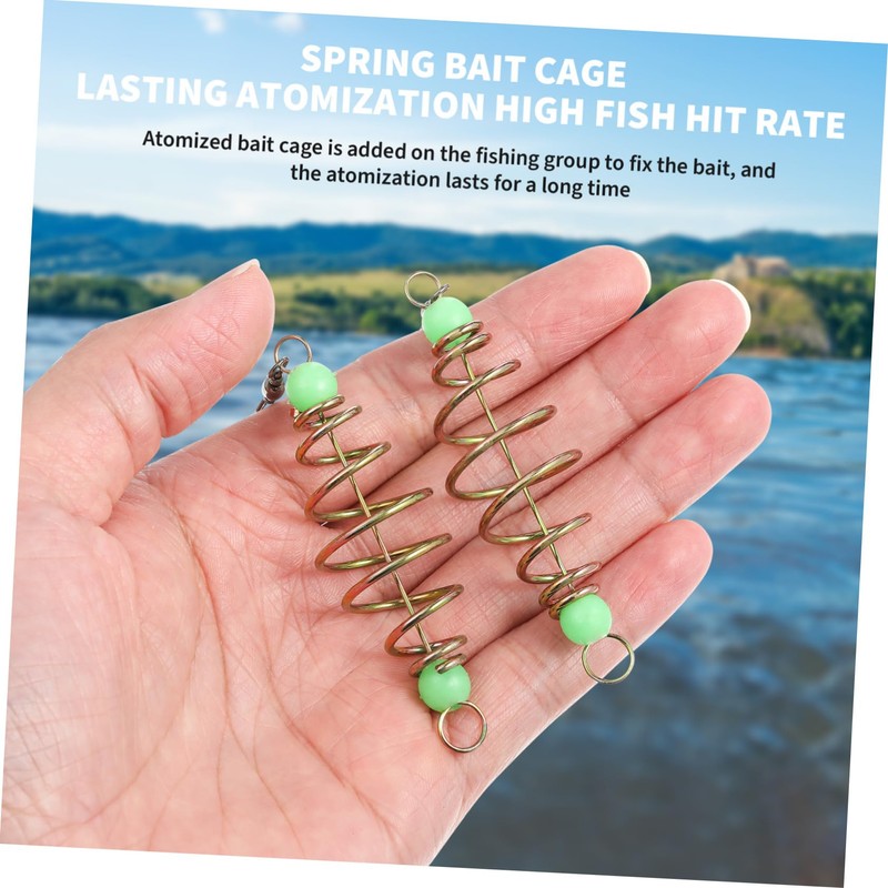 Gatuida 24Pcs Luminous Olive Shape Fishing Bait Cages Durable Spring