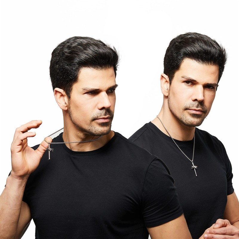 Athletes Cross Necklace Pendant Sports Stainless Steel Baseball Number and