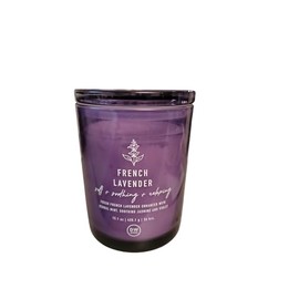 Richly Scented Candle, Purple Glass Jar, Glass Purple Lid, Double Wick, Scented French Lavender Candle