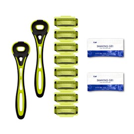 Kai Corporation Xfit 5 Blades (8 Replacement Blades Included, 1 Set) with 2 Shaving Gels, Men's, Assorted 12 Pieces