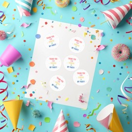 Mobiusea Creation Colorful Thank You Labels Thank You for Coming to My Party Stickers | 2 inch | 60pcs Waterproof Favor Labels for Wedding, Bridal Shower, Baby Shower