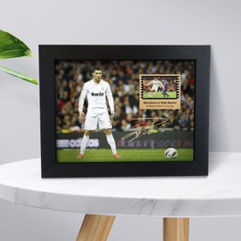 ORIMAMI Signed Ronaldo Poster Photo Desktop Framed Picture 8x6 Inches,with 1x35mm Film Mini Cell Display,Gifts for CR7 Cristiano Ronaldo Fans