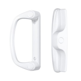 Knobonly Keyless Patio Sliding Door Handle Set White, Replacement Slider Handle Set Fit Standard 1’’ to 2’’ Thick Doors, 3-15/16’’ Hole Spacing, Reversible Design, Only The Handle