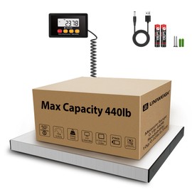 UNIWEIGH Digital Postal Scale,440lb x 10g Accuracy Shipping Scale,Stainless Steel Platforms,Heavy Duty Scale with LCD/Hold/Tare Functions,Postage Scale for Packages,Luggage Scale,Battery&USB Included