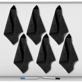 HAPY SHOP 6 Pack Magnetic Cleaning Cloth Dry Erase Eraser for White Boards Whiteboard Cleaning Cloth for Dry Erase Board Reusable for Classroom Home Office (Black,10x10 Inch）